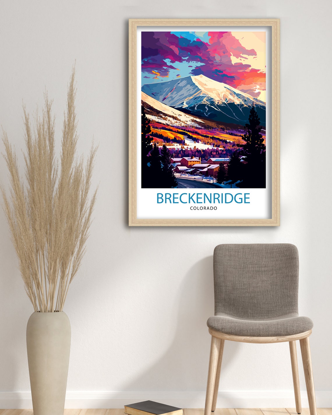 Breckenridge Colorado Snowy Mountain Sunset Travel Art Poster - Image 2