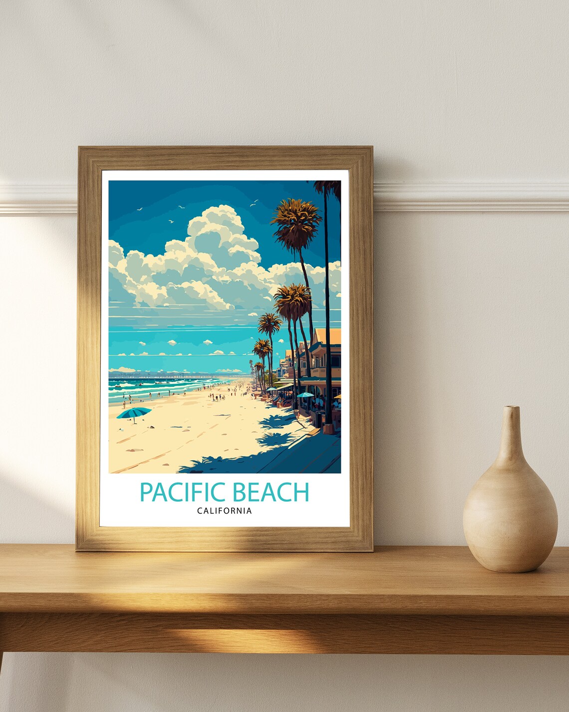 Pacific Beach California Travel Poster, Wall Decor - Image 2