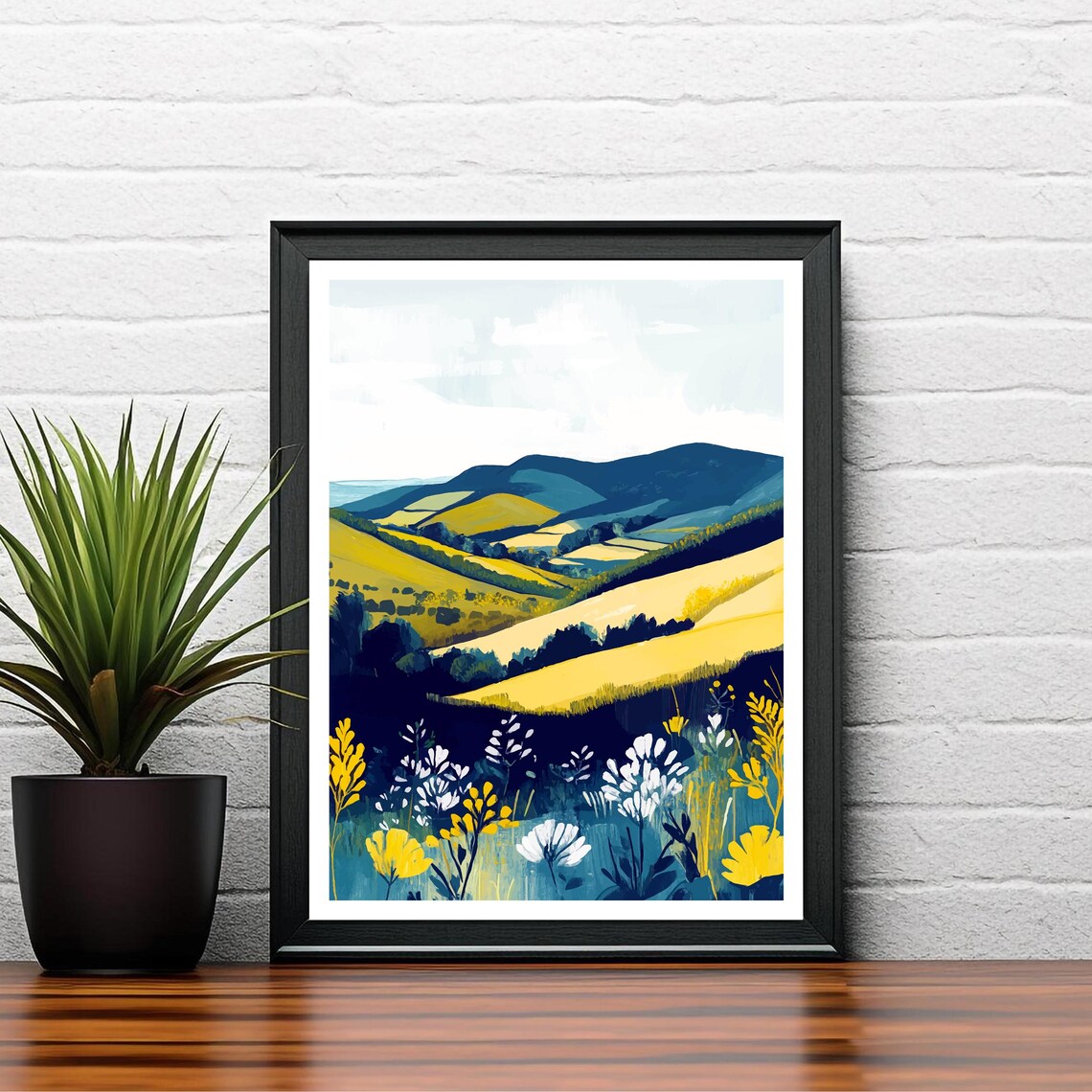 Brecon Beacons Wales Rolling Hills Wildflowers Meadow Art Poster - Image 2
