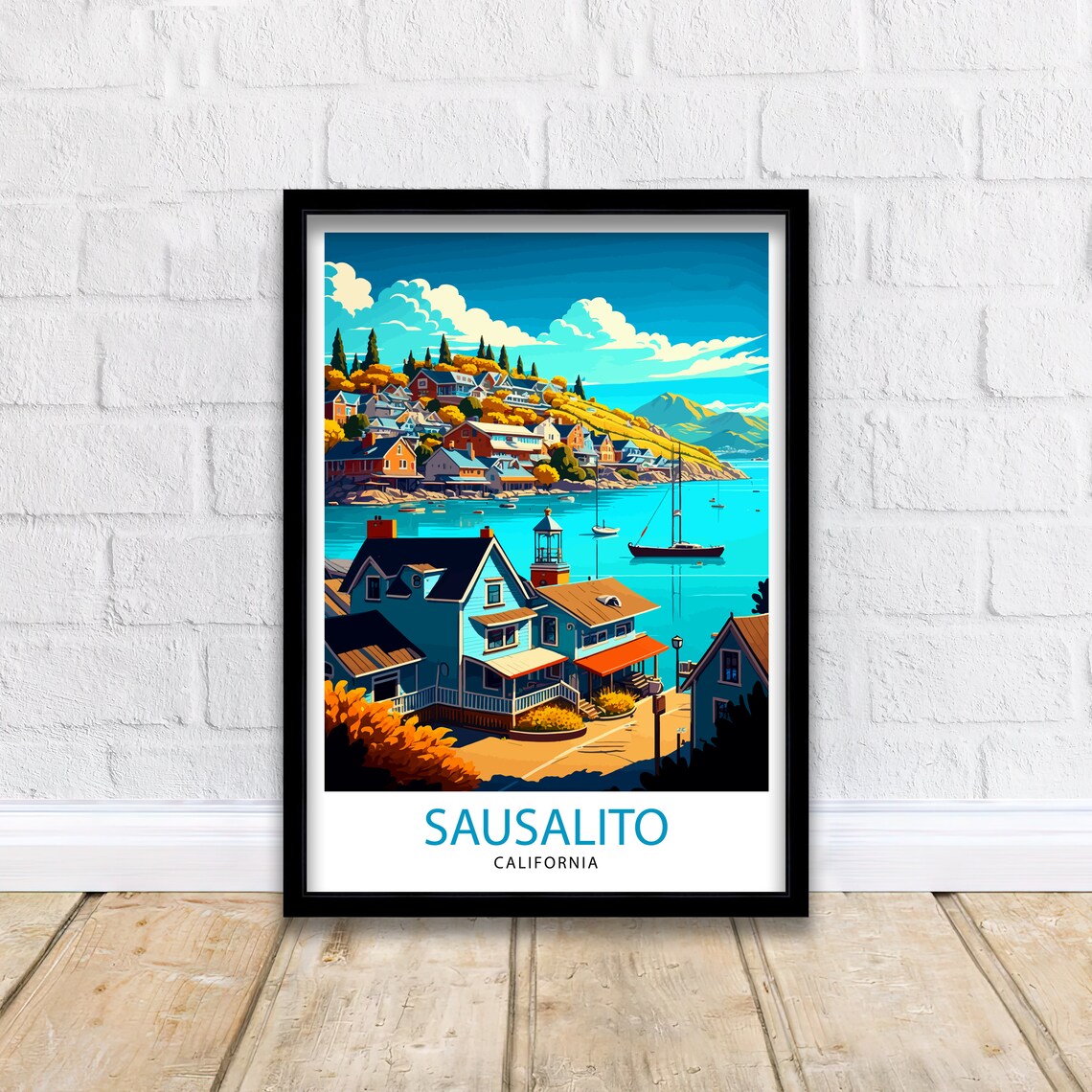 Sausalito California Travel Poster, Home Decor - Image 2