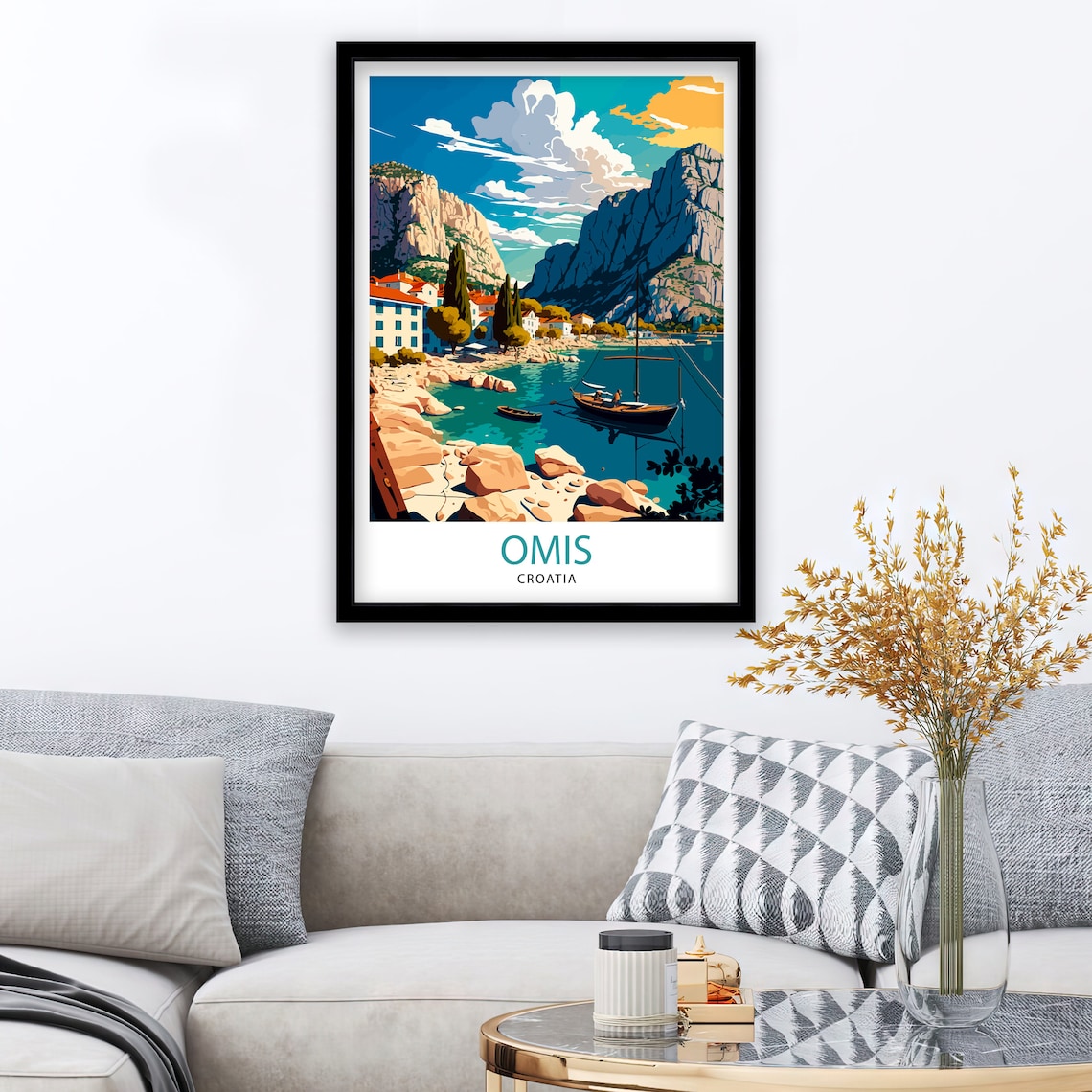 Omis Croatia Coastal Town Dramatic Mountains Sailing Travel Poster - Image 2