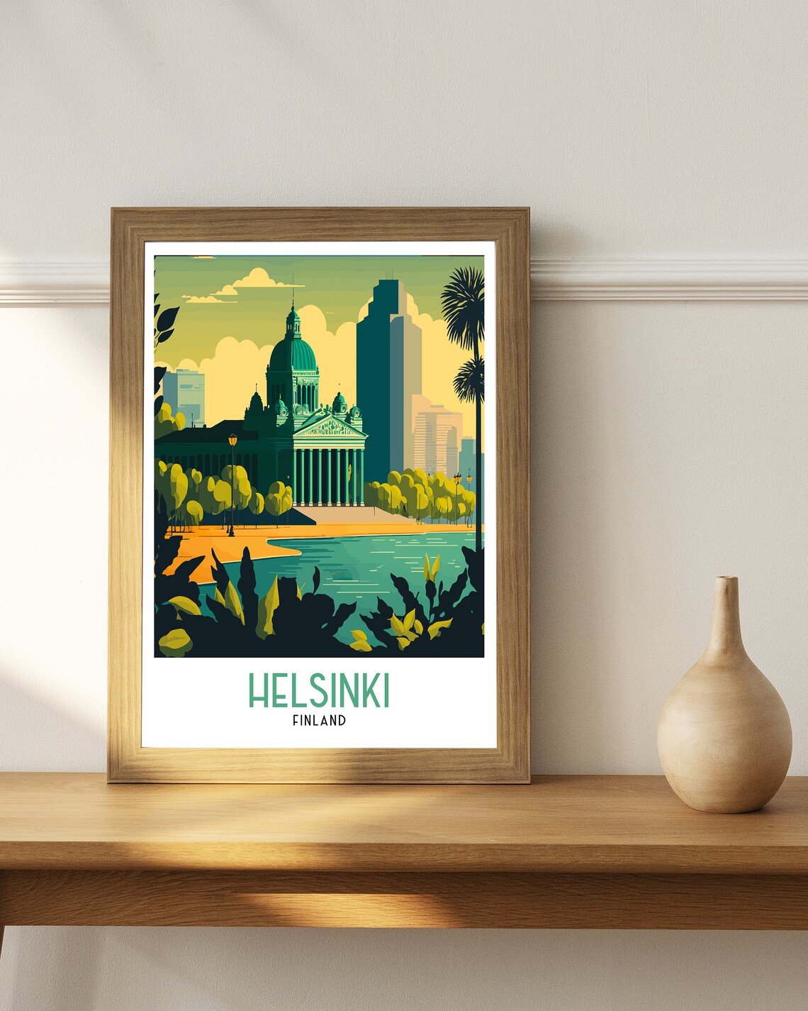 Helsinki Finland Grand Cathedral Skyline Vintage Travel Poster - Image 3