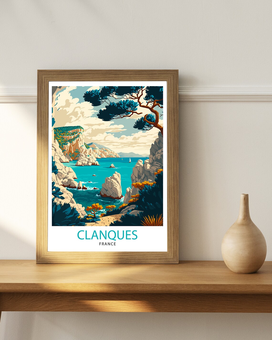Calanques France White Limestone Cliffs Turquoise Sea Cove Poster - Image 3