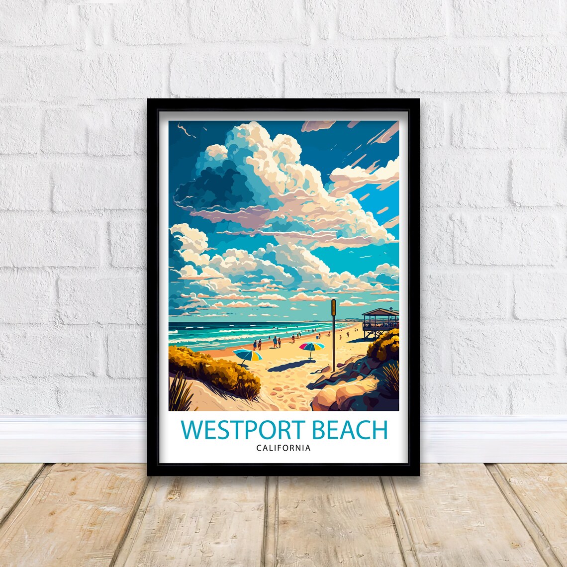 Westport Beach California Sand Lifeguard Tower Travel Poster - Image 2