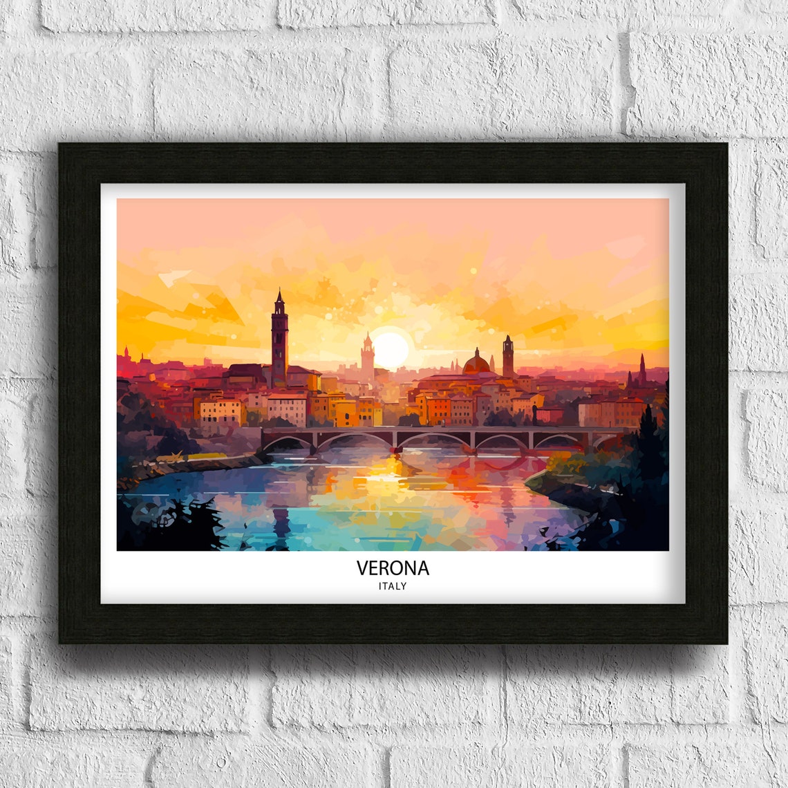 Verona Travel Print Verona Wall Decor Verona Home Living Decor Verona Italy Illustration Travel Poster Gift For Verona - Image 3