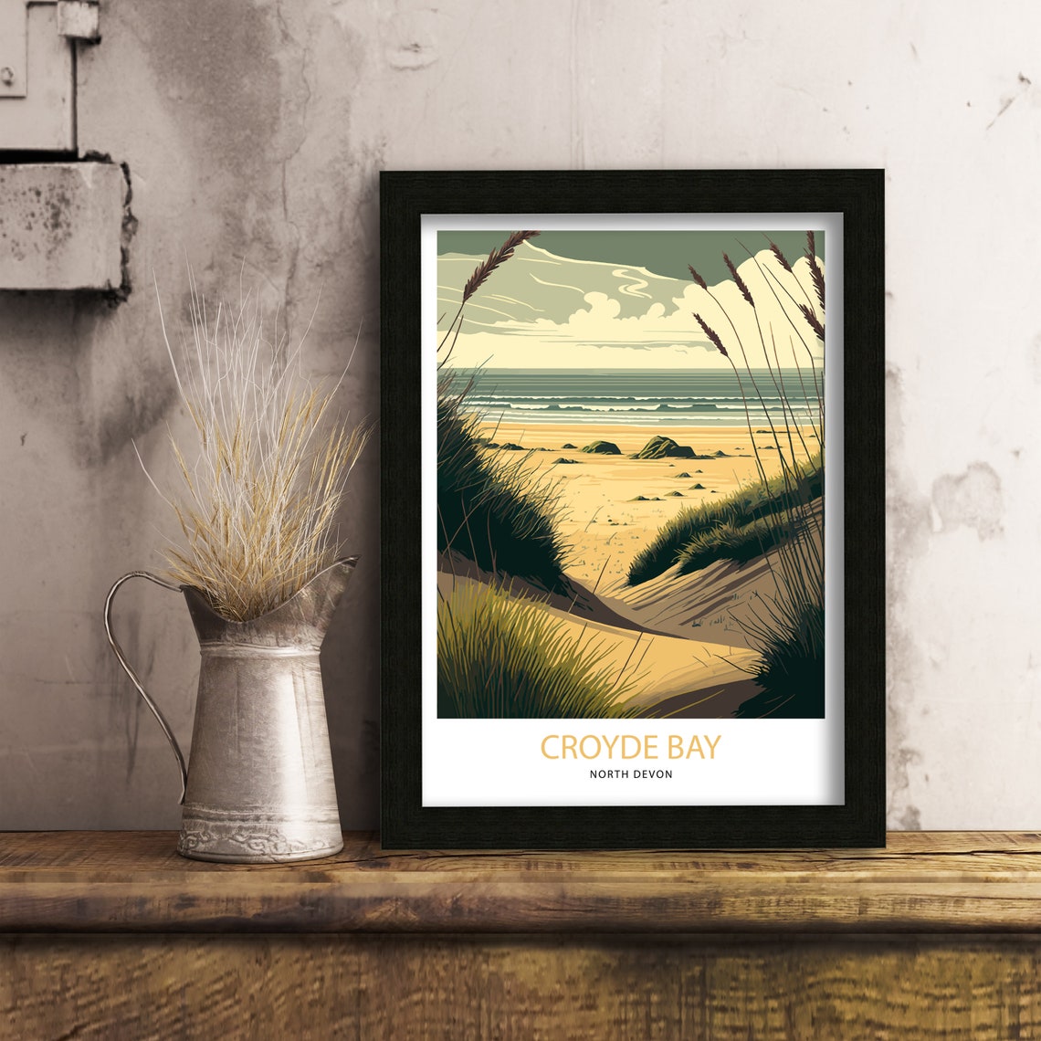 Croyde Bay North Devon Beach Dunes Vintage Surf Travel Poster - Image 2