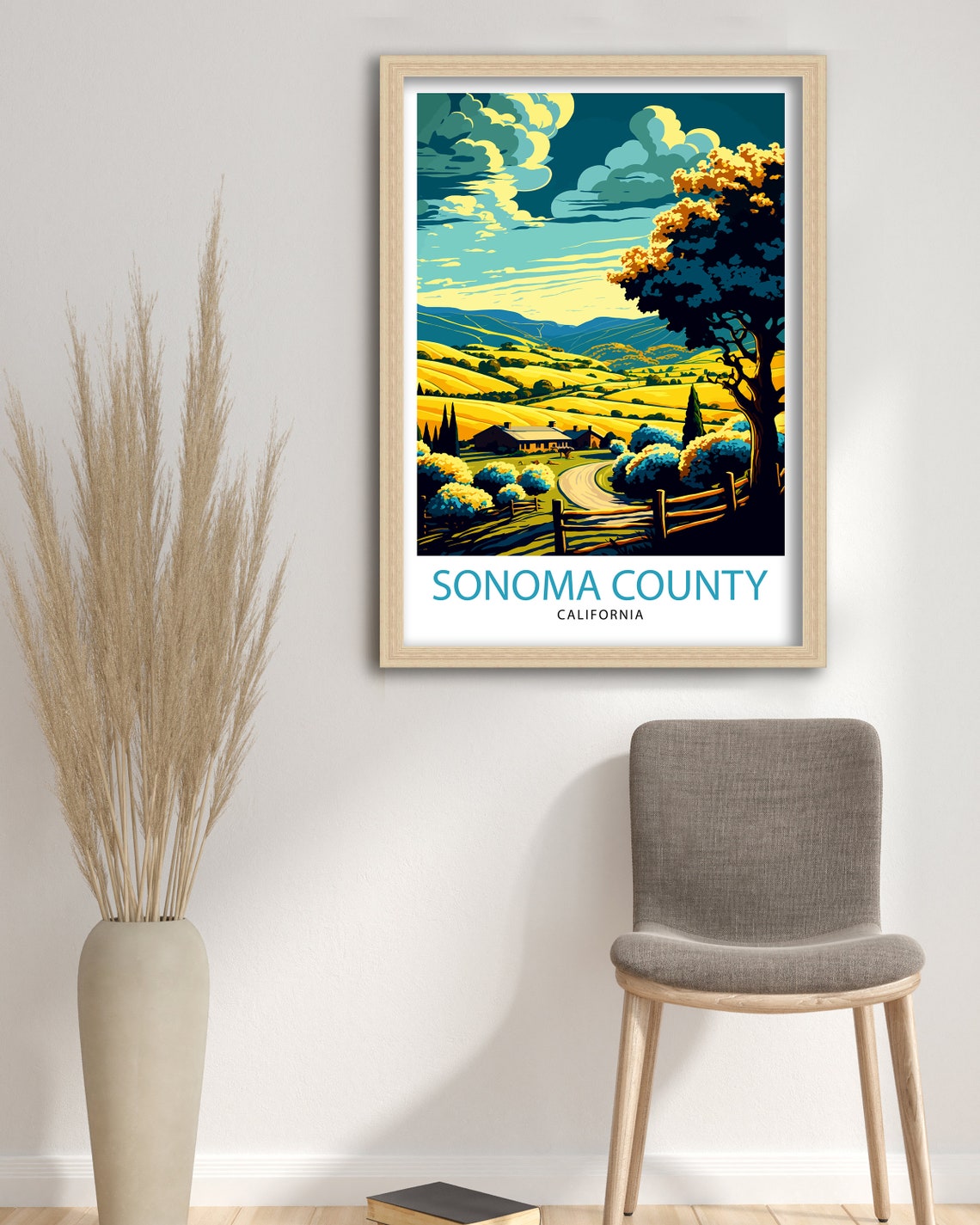 Sonoma County California Vineyard Hills Vintage Travel Poster - Image 3