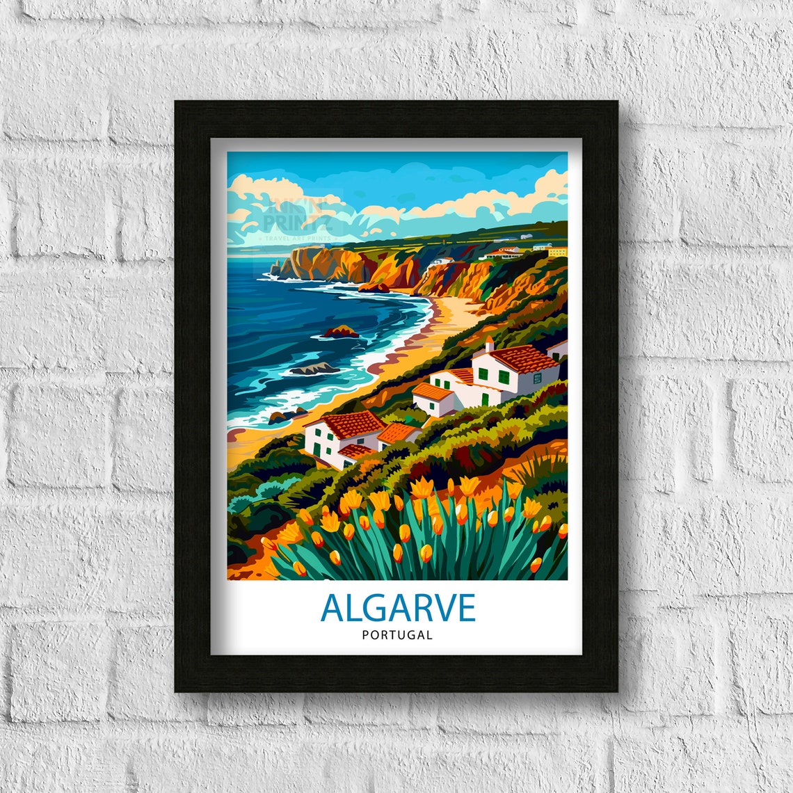 Algarve Portugal Travel Print Algarve Wall Decor Algarve Poster Portugal Travel Prints Algarve Art Print Algarve Illustration Algarve Wall - Image 3