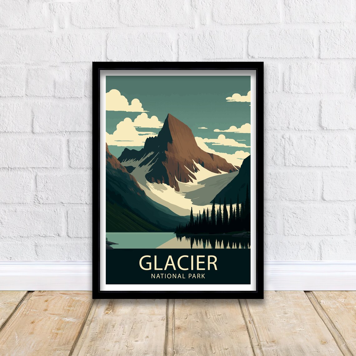 Glacier National Park Montana Peak Lake Reflection Travel Poster - Image 2