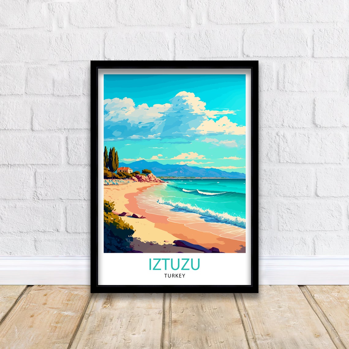Iztuzu Turkey Long Sandy Beach Turquoise Waves Vintage Travel Poster - Image 2