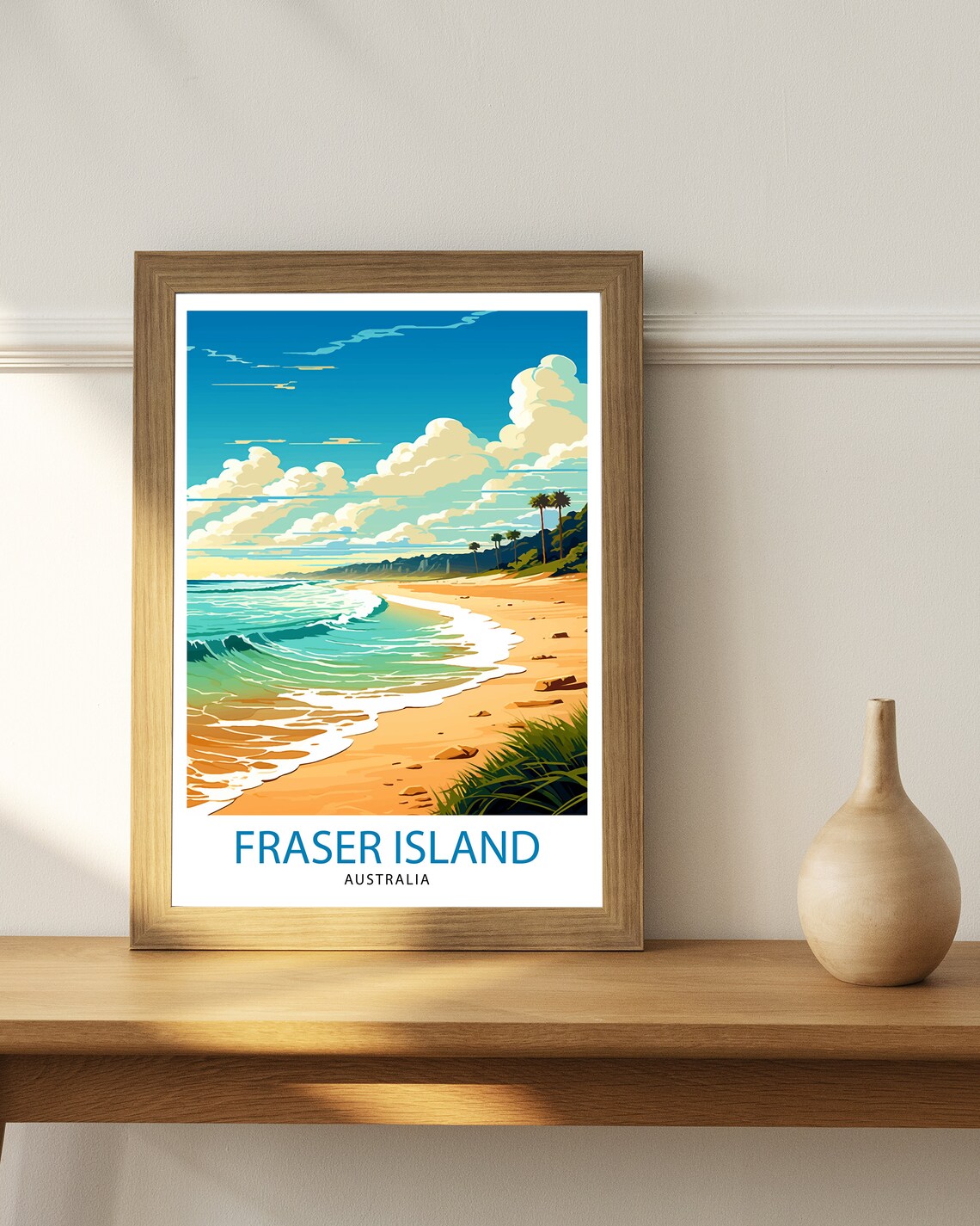 Fraser Island Australia Tropical Beach Palms Surf Travel Poster - Image 3