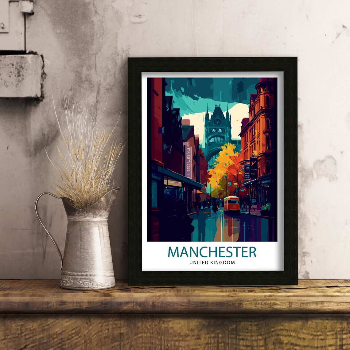 Manchester Travel Poster, City Skyline Wall Art - Image 3