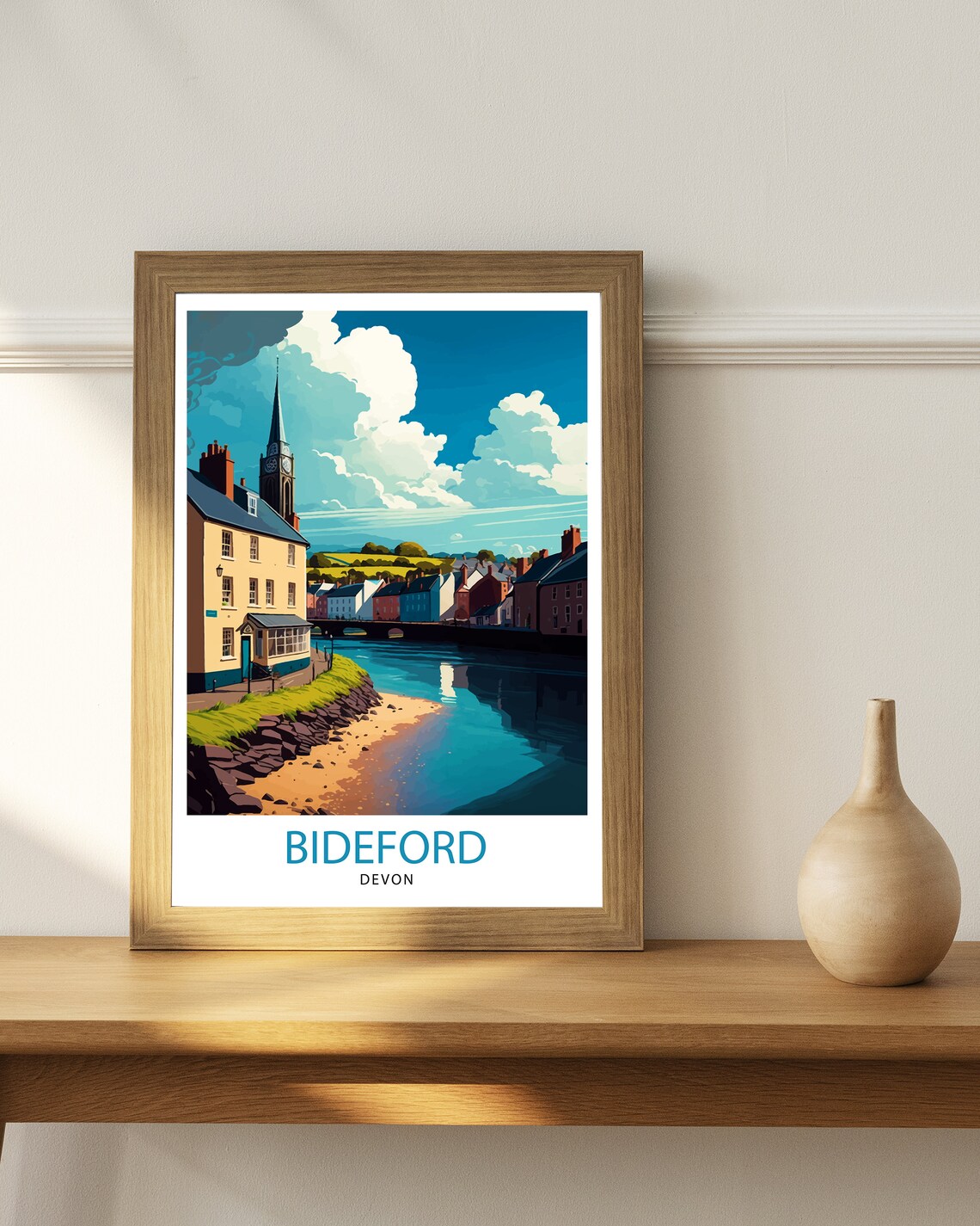 Bideford Devon Riverside Church Spire Historic Town Travel Poster - Image 2