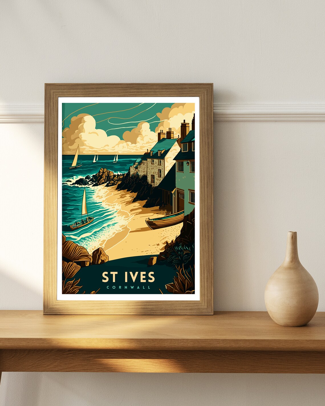 St Ives Cornwall Travel Poster, Cornwall Home Decor - Image 3