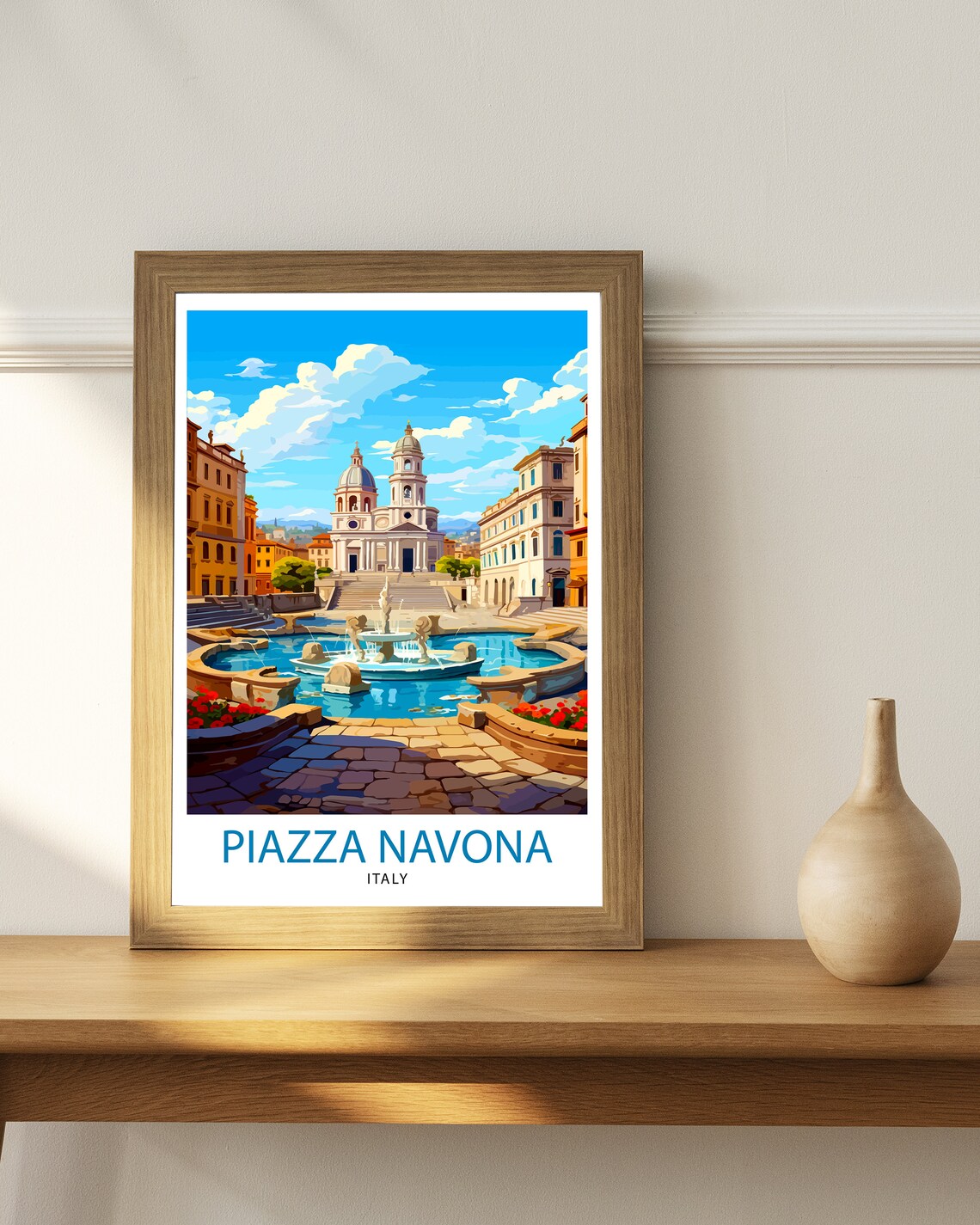 Piazza Navona Rome Italy Fountain Baroque Square Travel Poster - Image 2