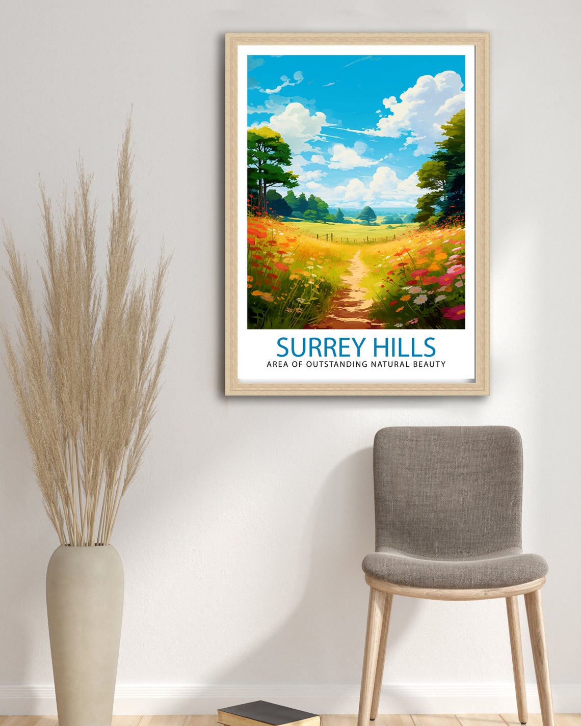 Surrey Hills Wildflower Meadow Path English Countryside Poster - Image 2