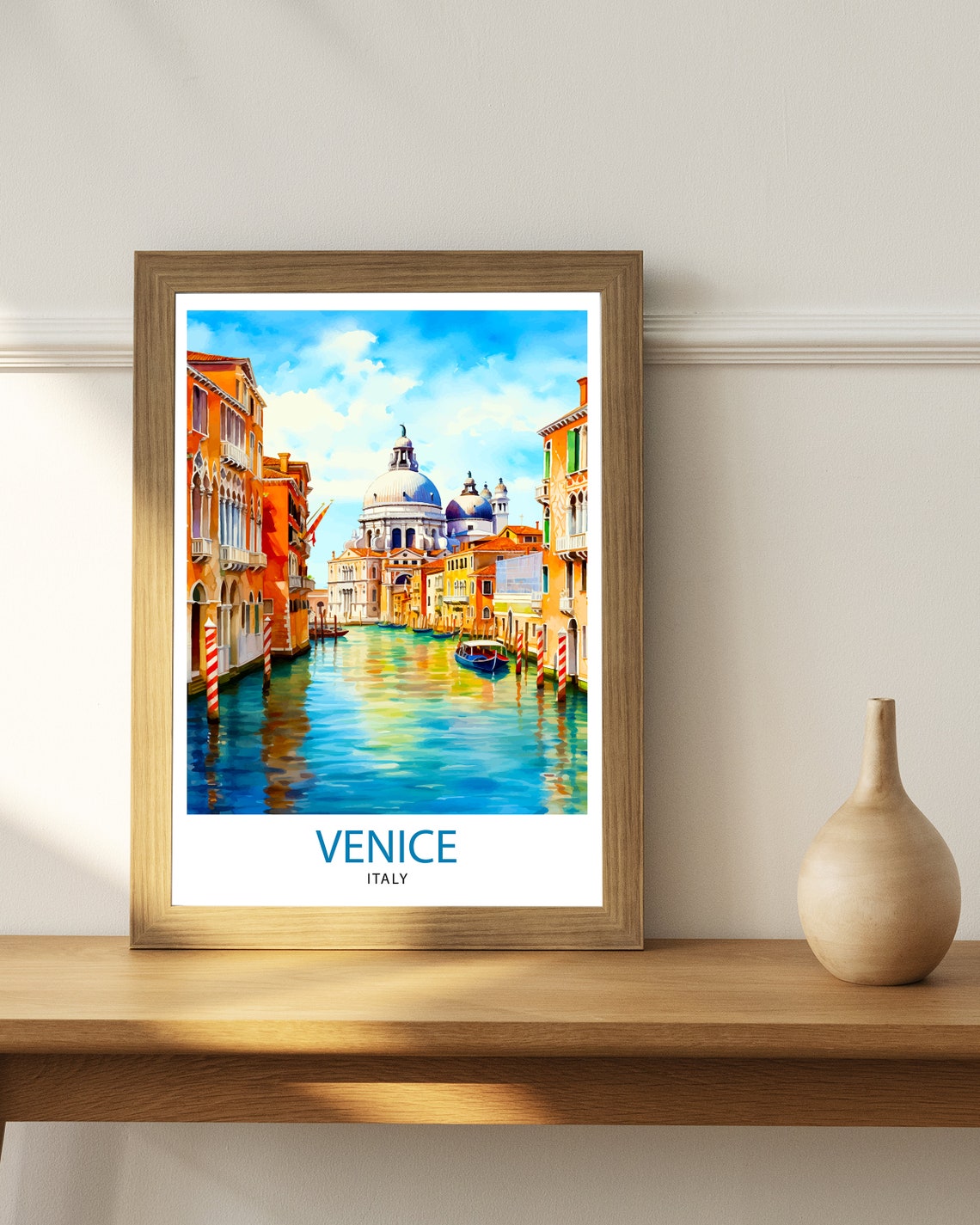 Venice Travel Print Venice Wall Decor Venice Home Living Decor Venice Italy City Print Capital City Venice Canal Poster Venice Illustration - Image 3