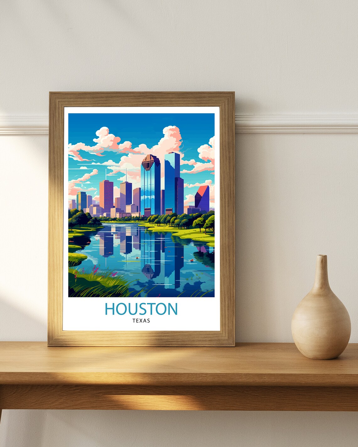 Houston Texas Travel Poster, Cityscape Wall Art - Image 2