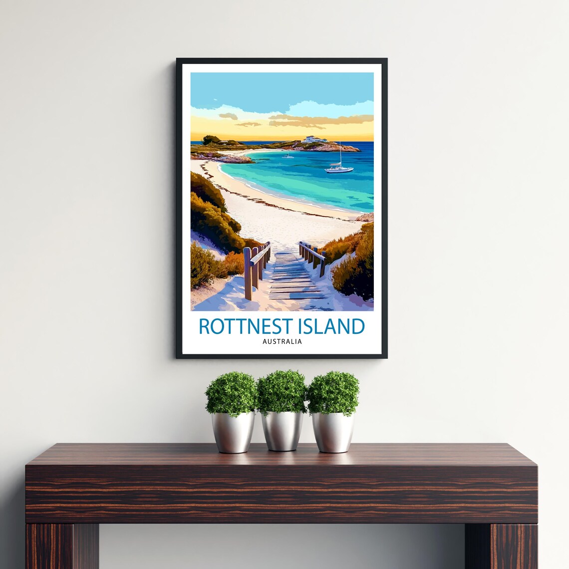 Rottnest Island Australia Beach Stairs Turquoise Bay Scene Poster - Image 3