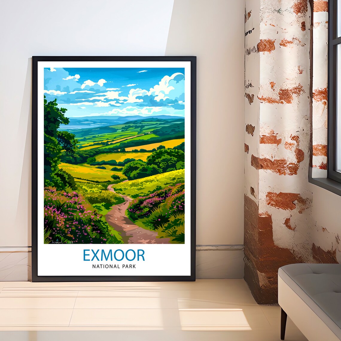 Exmoor National Park Rolling Heather Hills Valley Travel Poster - Image 2