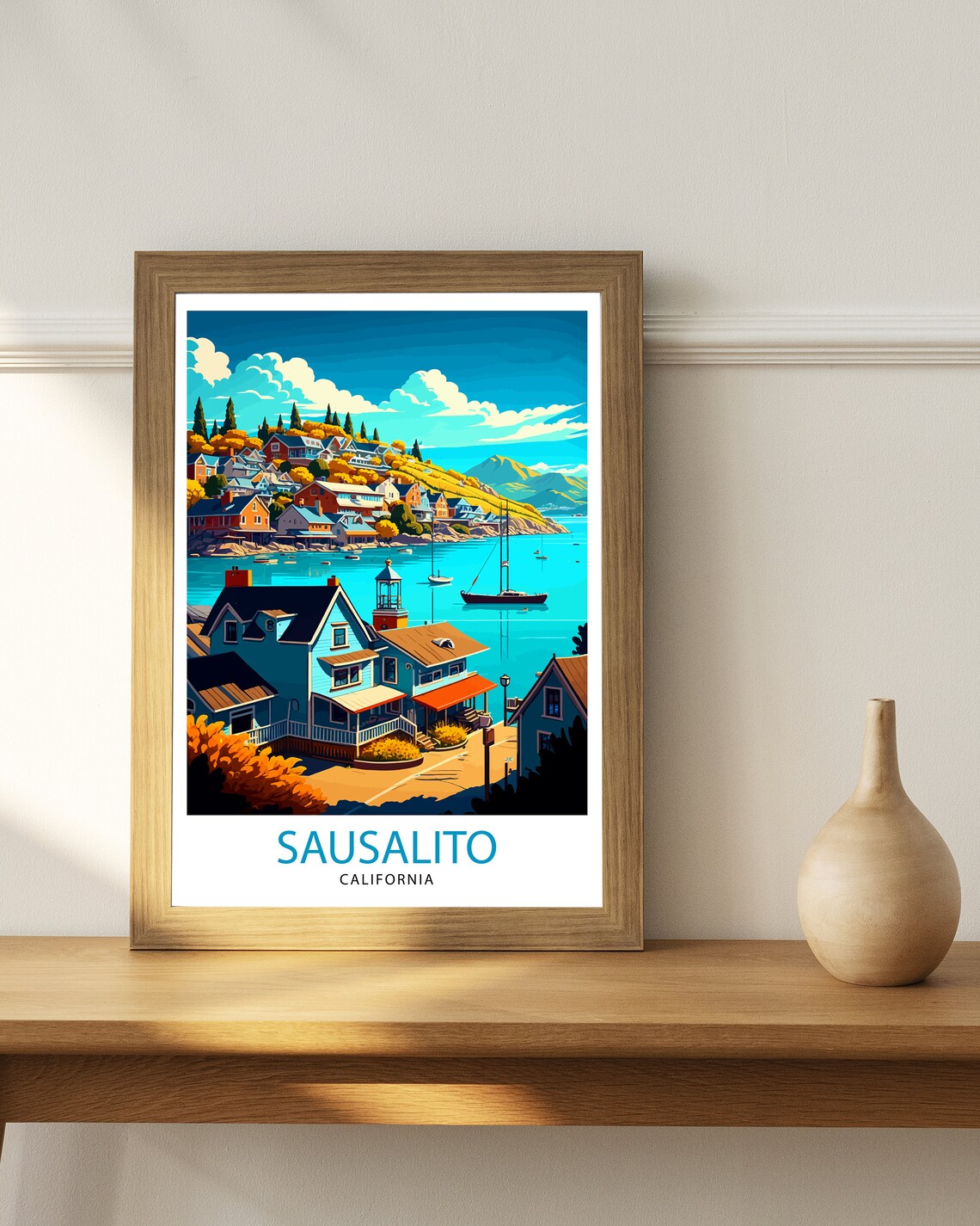 Sausalito California Travel Poster, Home Decor - Image 3