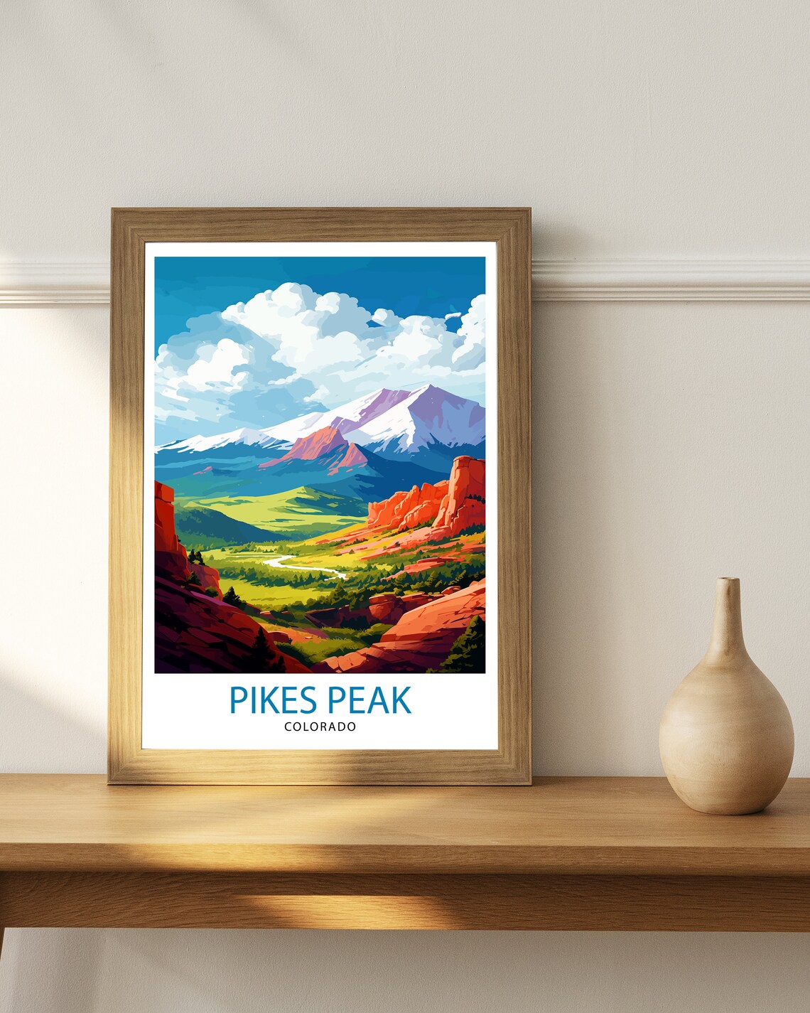 Pikes Peak Colorado Travel Poster, Rocky Mountain Illustration - Image 2