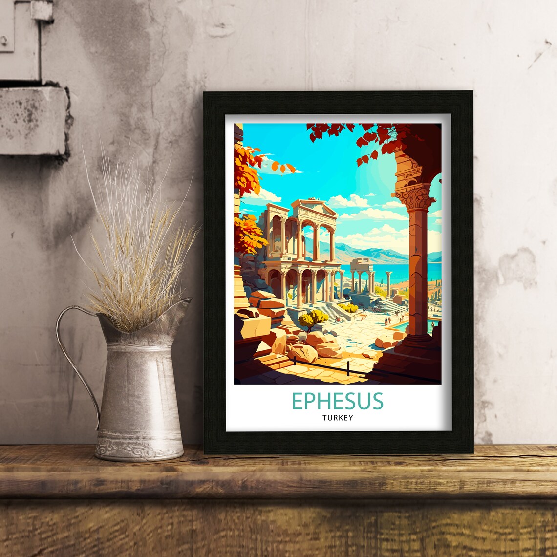 Ephesus Turkey Travel Poster, Europe Landmark View - Image 3