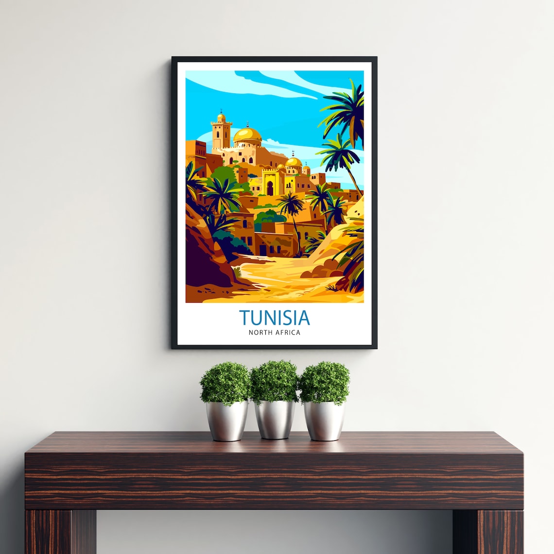 Tunisia North Africa Golden Medina Mosque Domes Vintage Travel Poster - Image 3