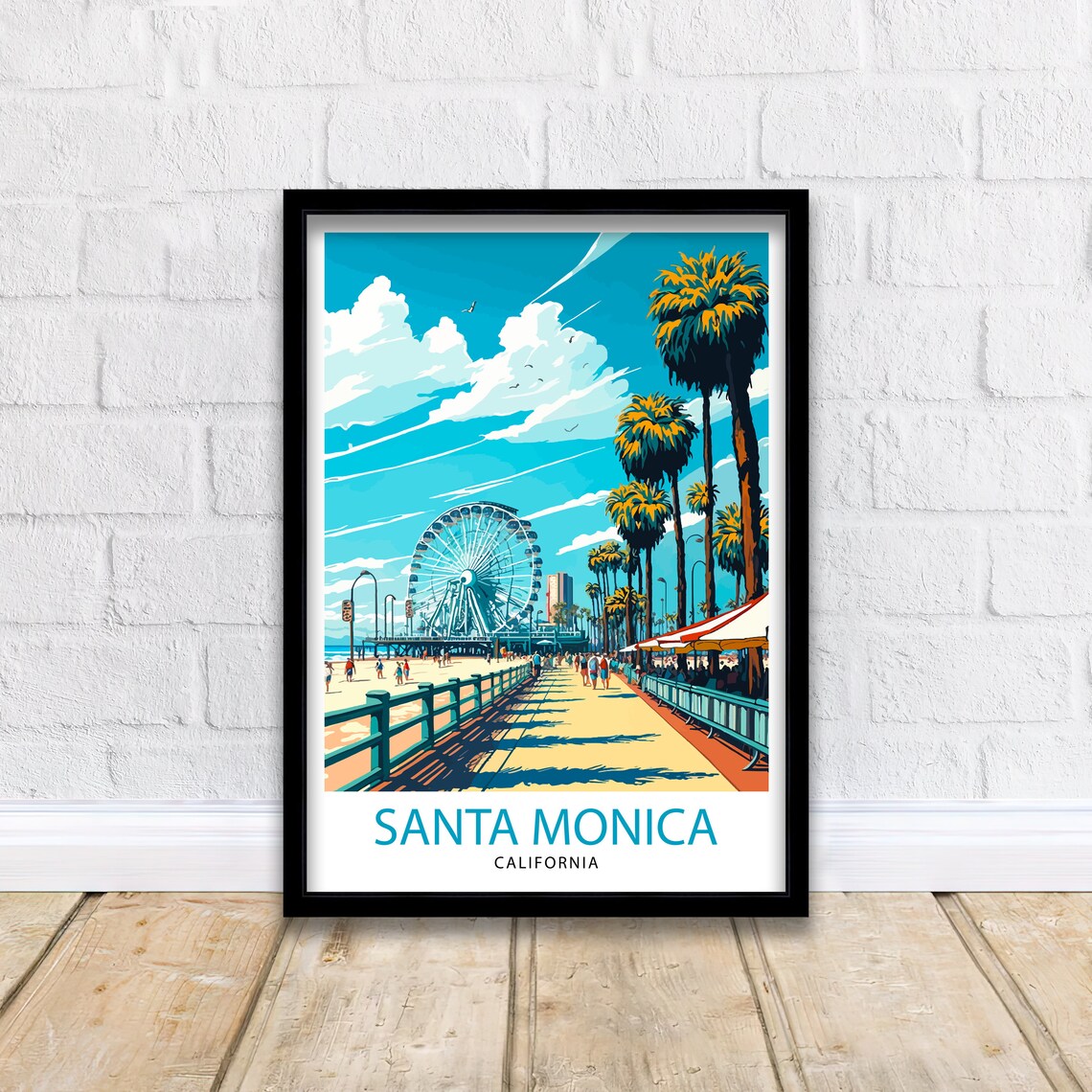 Santa Monica Beach Travel Poster, California Decor - Image 2
