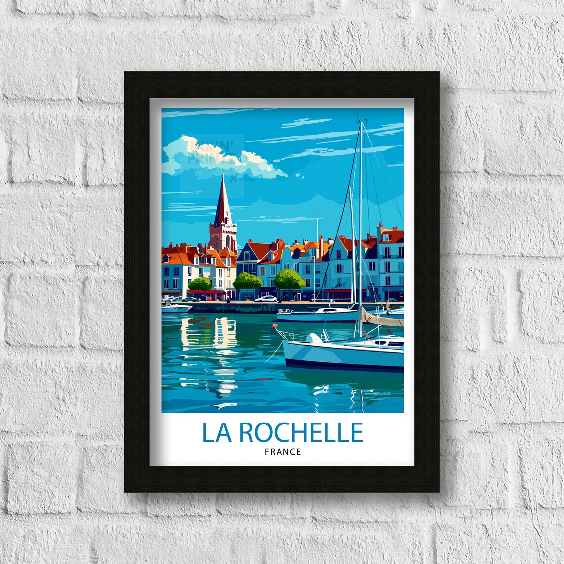 La Rochelle France Harbor Sailboats Old Town View Travel Poster - Image 3