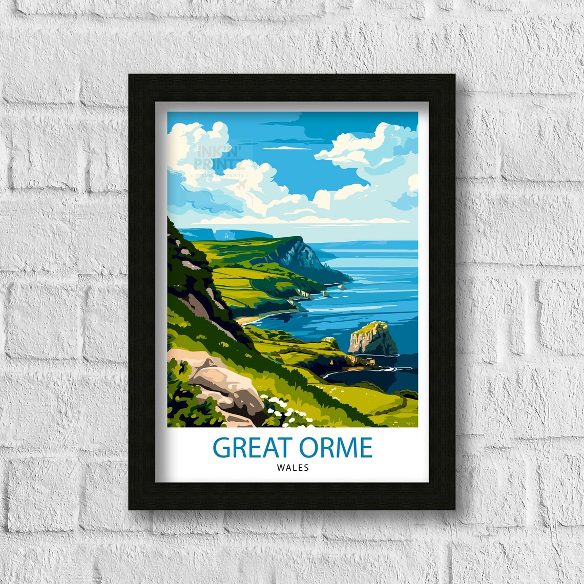 Great Orme Wales Coastal Cliffs Sea View Vintage Travel Poster - Image 3