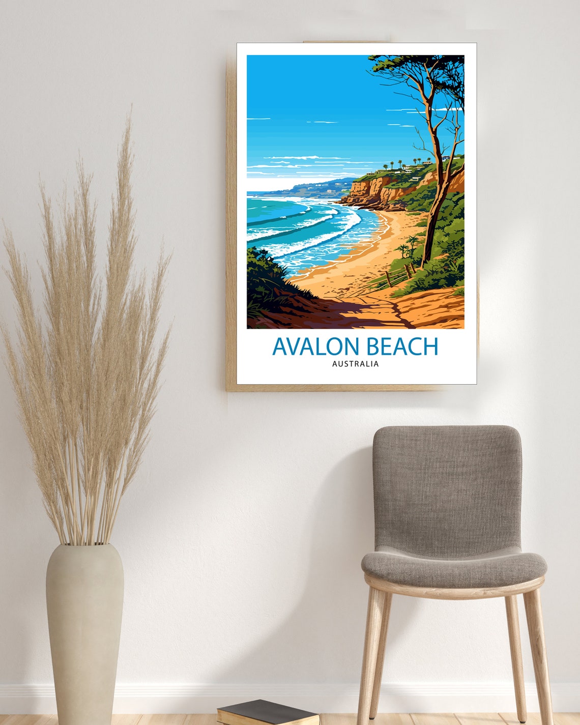 Avalon Beach Australia Coastal Cliffs Beach Path Travel Poster - Image 3