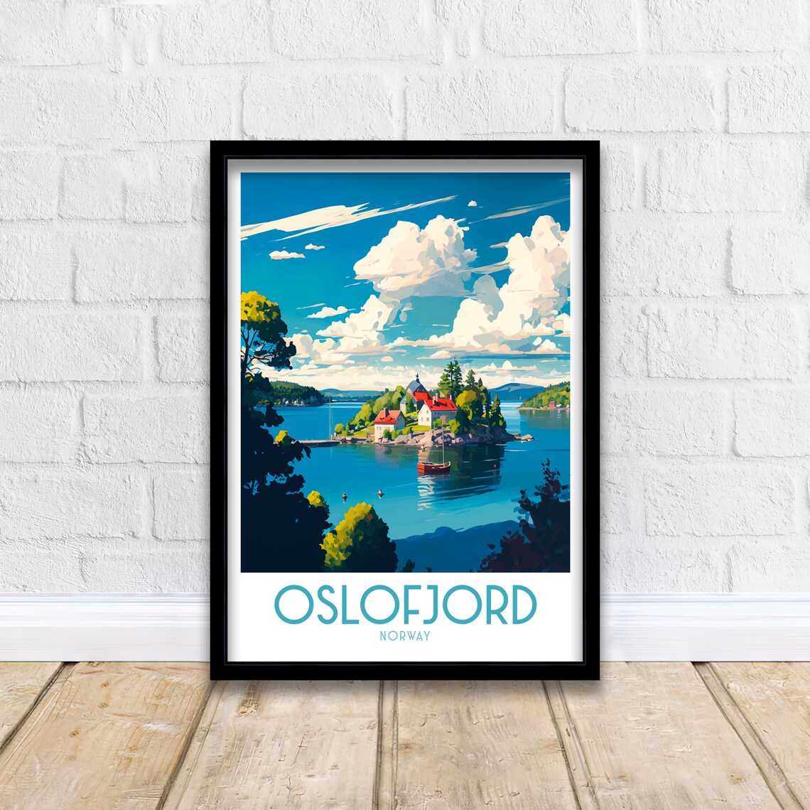 Oslofjord Norway Travel Poster, Home Living Decor - Image 2
