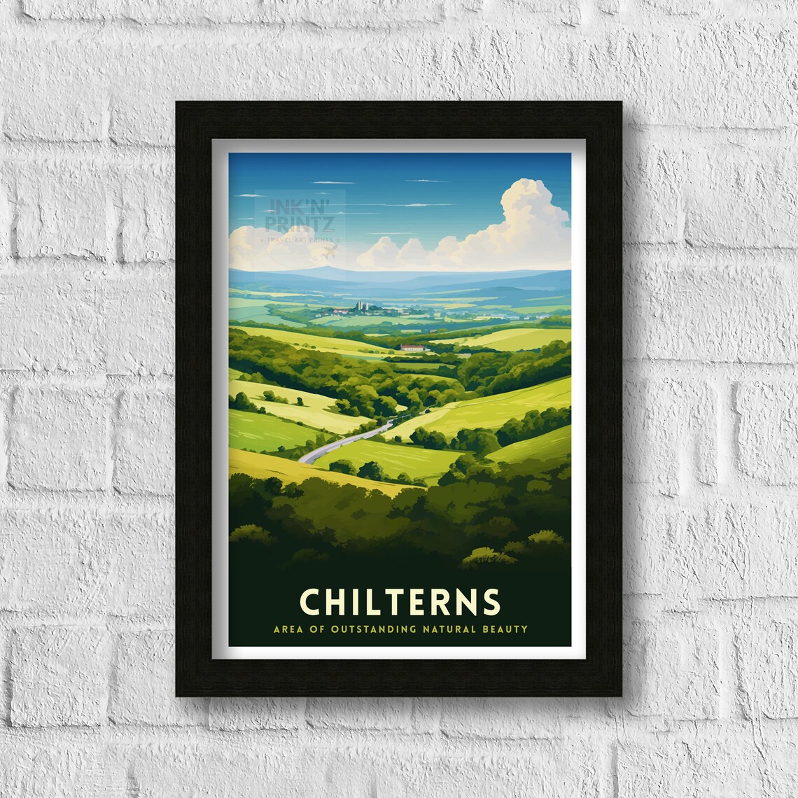Chilterns England Rolling Hills Green Valleys Nature Art Print - Image 3