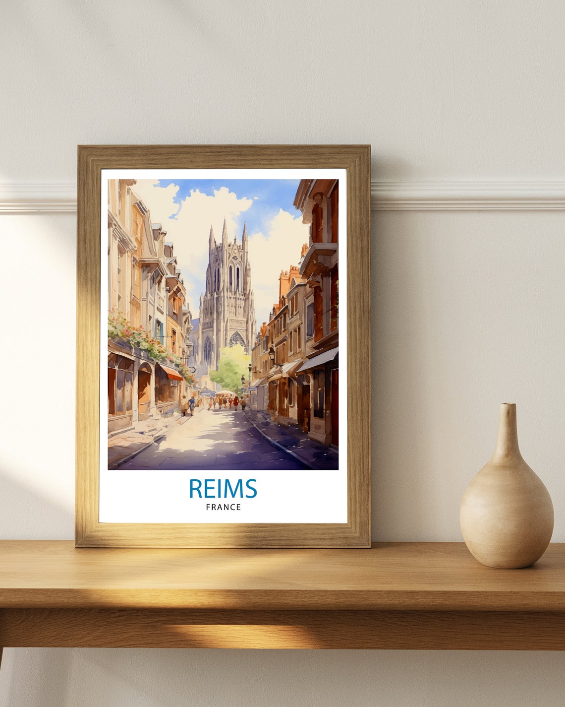 Reims France Travel Print Reims Wall Decor Reims Home Living Decor Reims France Illustration Travel Poster Gift For Reims France Home Decor - Image 3