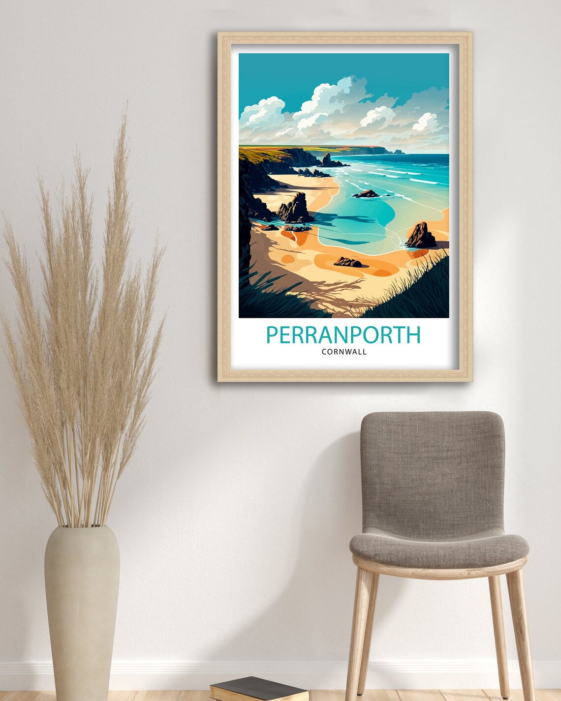 Perranporth Cornwall Travel Poster, Coastal Art - Image 3