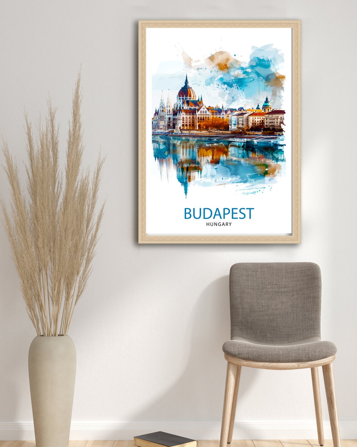 Budapest Hungary Parliament Riverside Watercolor Travel Art Poster - Image 2