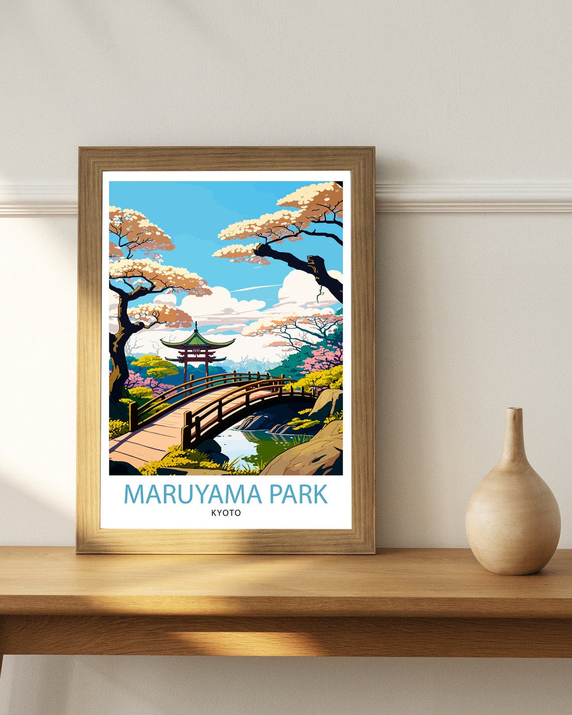Maruyama Park Kyoto Travel Print Kyoto Wall Art Japan Poster Maruyama Park Illustration Travel Poster Japan Home Decorgift For Kyoto Lovers - Image 3