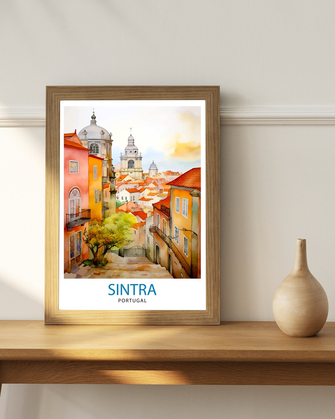 Sintra Portugal Watercolor Old Town Street Scenic Travel Poster - Image 2