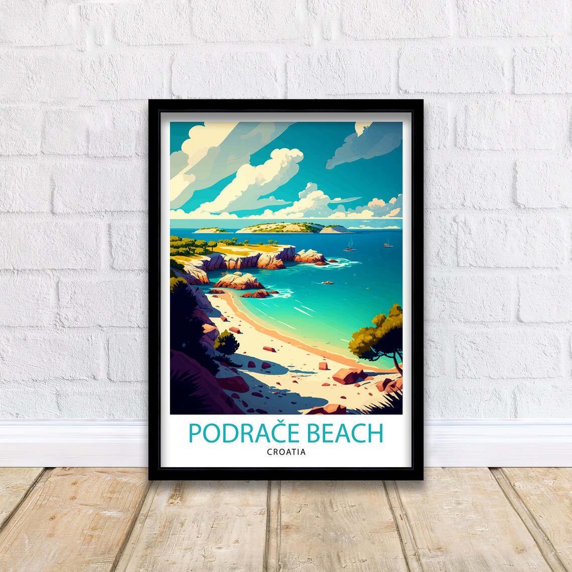 Podrace Beach Croatia Adriatic Cove Turquoise Water Travel Poster - Image 2