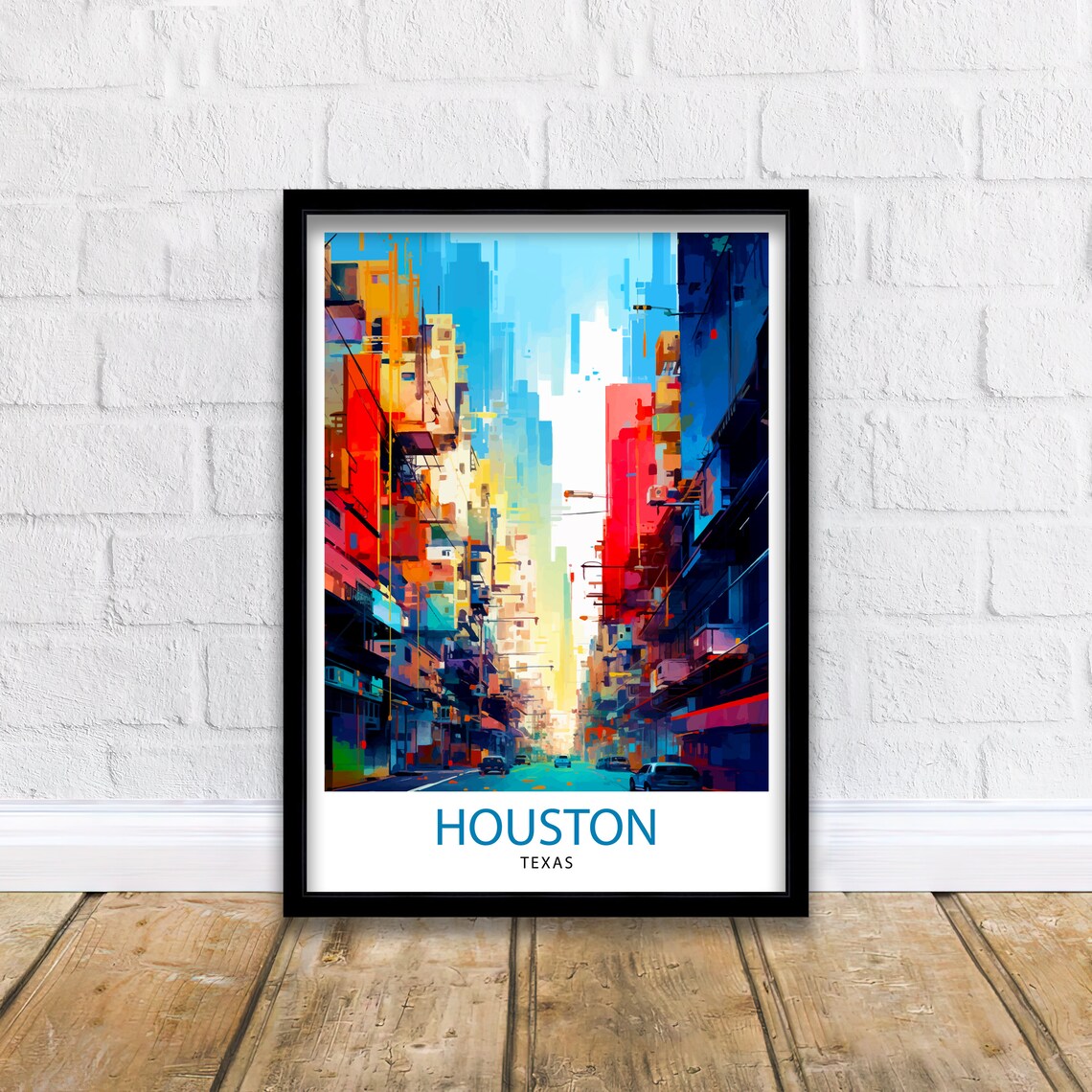 Houston Texas Abstract City Skyline Street Art Travel Poster