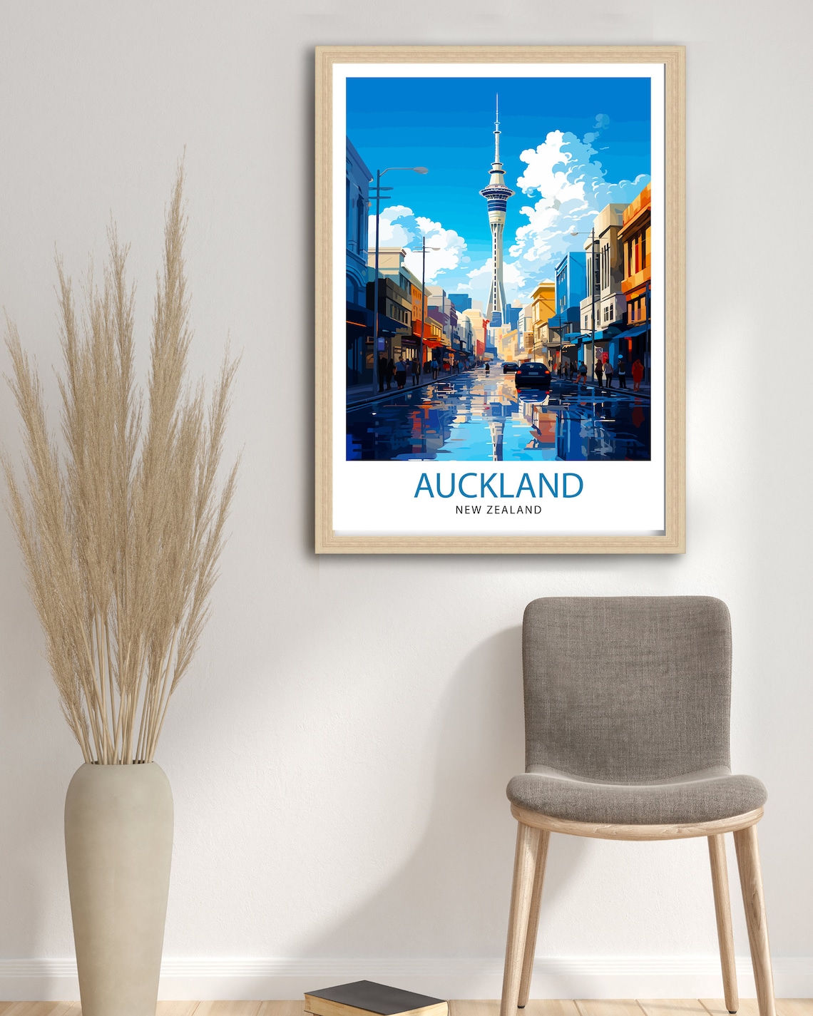 Auckland New Zealand Travel Poster, Skyline Illustration - Image 3