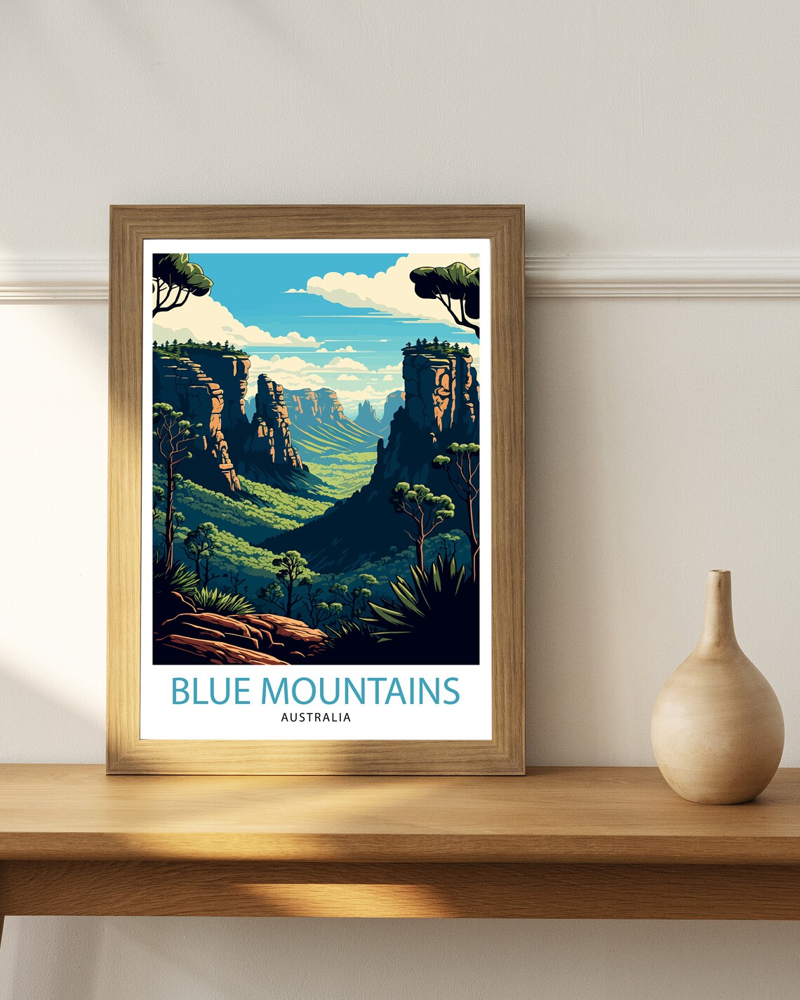 Blue Mountains Australia Eucalyptus Cliff Valley Scenic Travel Poster - Image 3