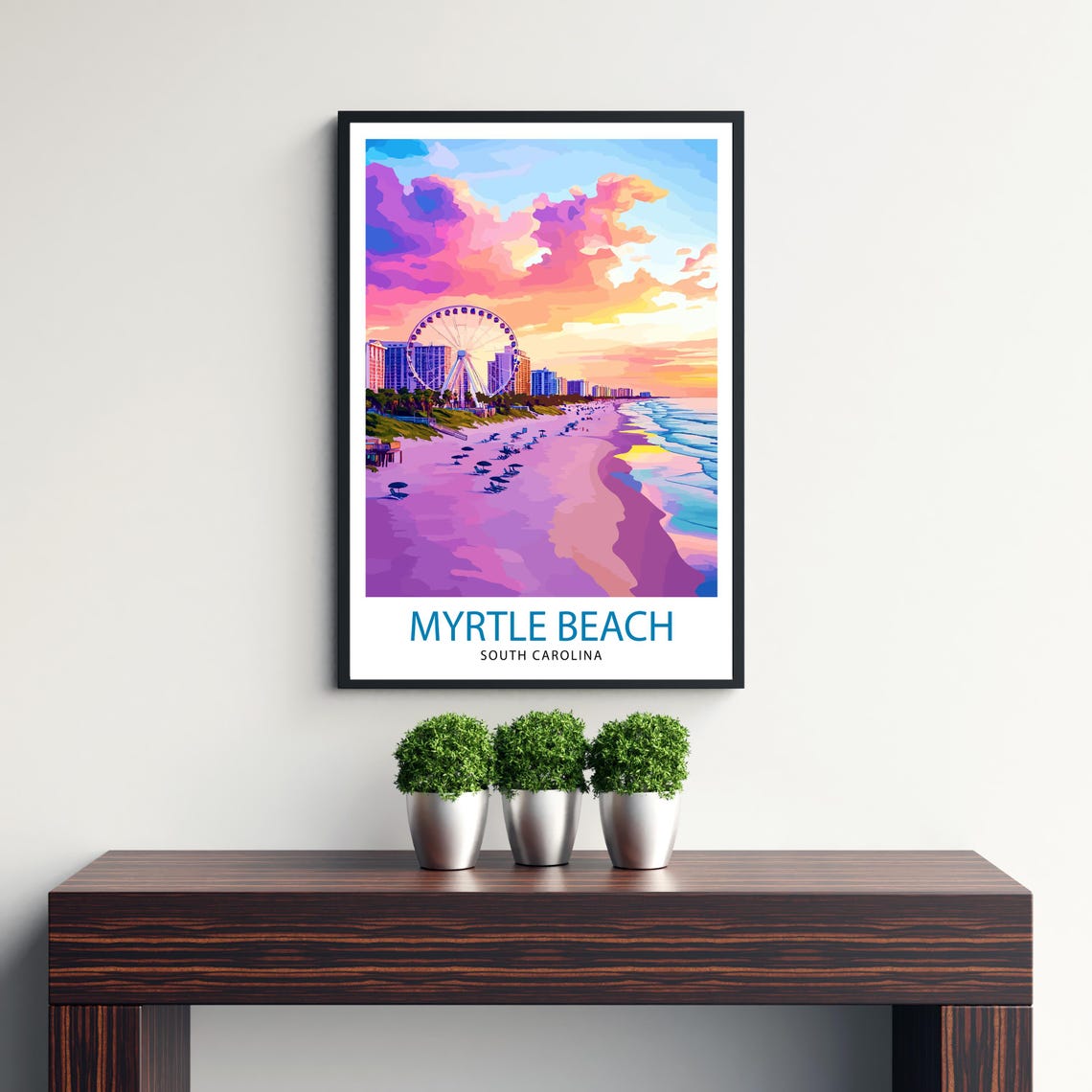 Myrtle Beach South Carolina Sunset Ferris Wheel Scene Poster - Image 2