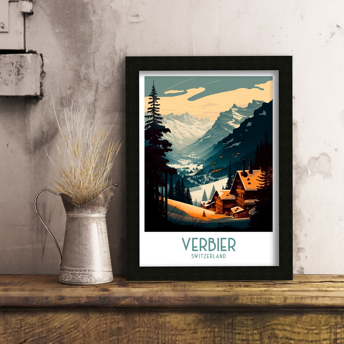 Verbier Ski Poster, Switzerland Skiing Wall Art - Image 2