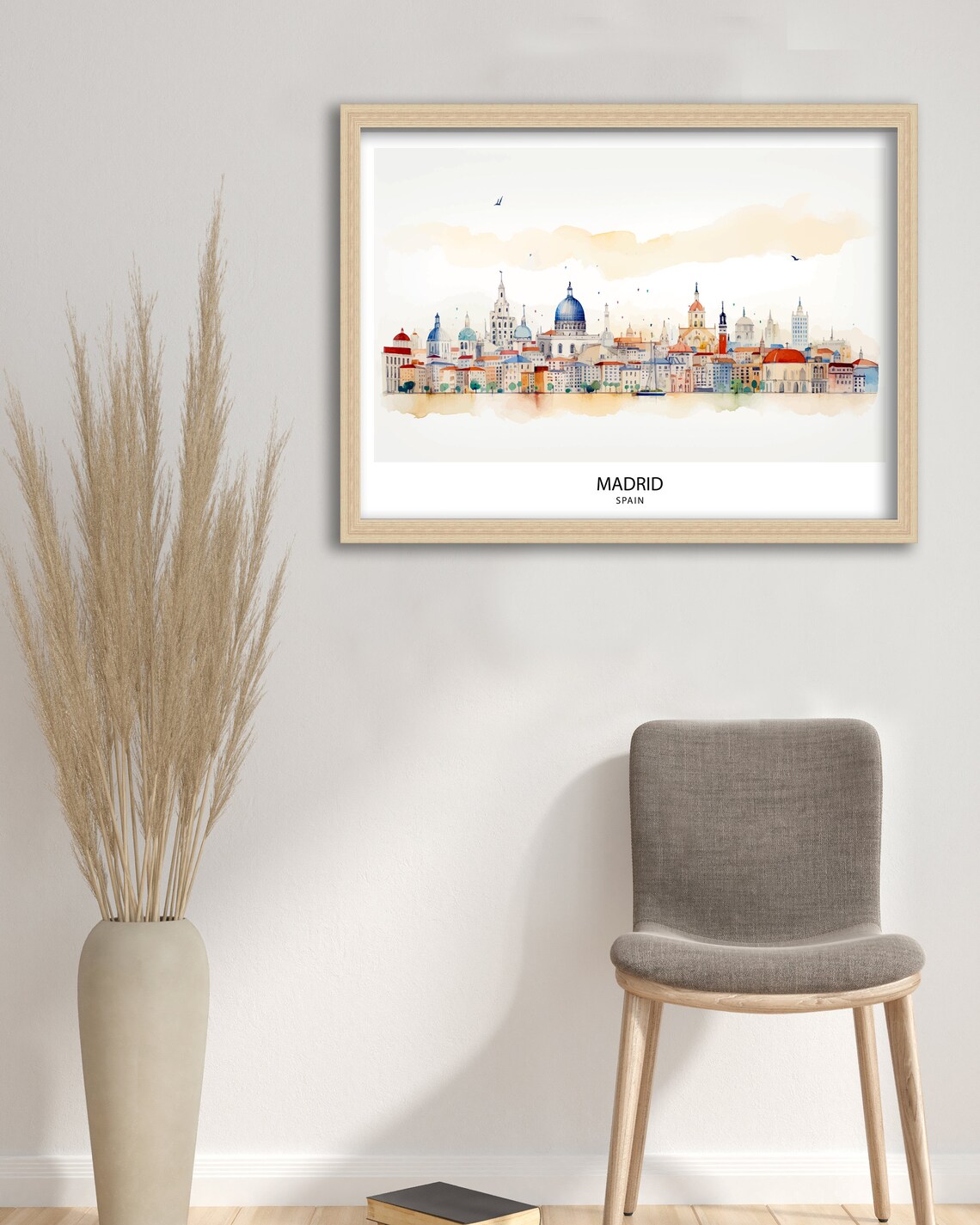 Madrid Spain Watercolor City Skyline Soft Domes Travel Poster - Image 2