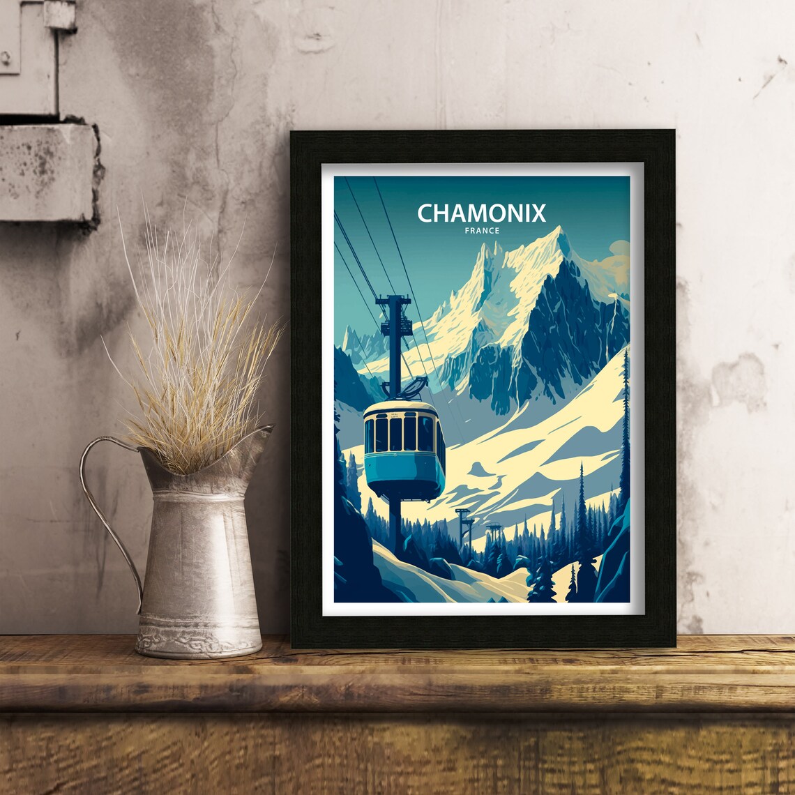 Chamonix Travel Poster, Skiing Travel Poster France - Image 2