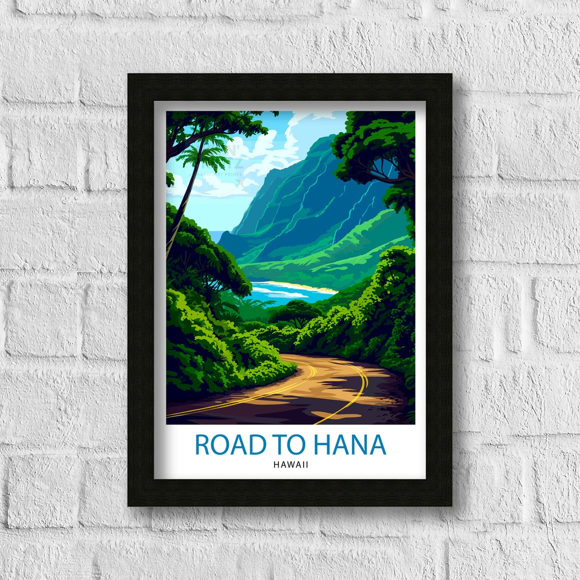 Road To Hana Maui Travel Print Maui Wall Decor Road To Hana Poster Hawaii Travel Prints Maui Art Print Hana Highway Illustration Maui Wall - Image 3
