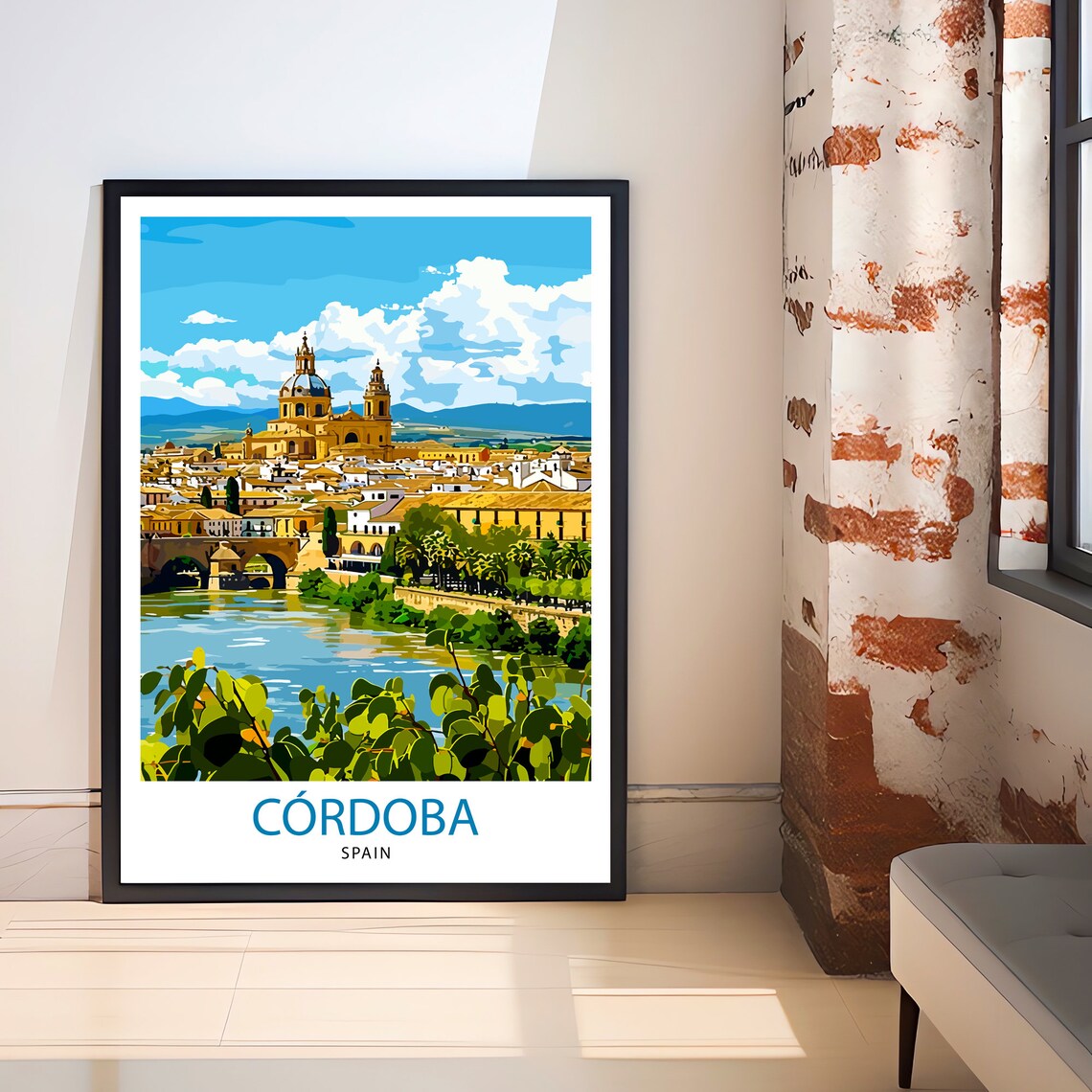 Cordoba Spain Mezquita Cathedral Roman Bridge River View Travel Poster - Image 3