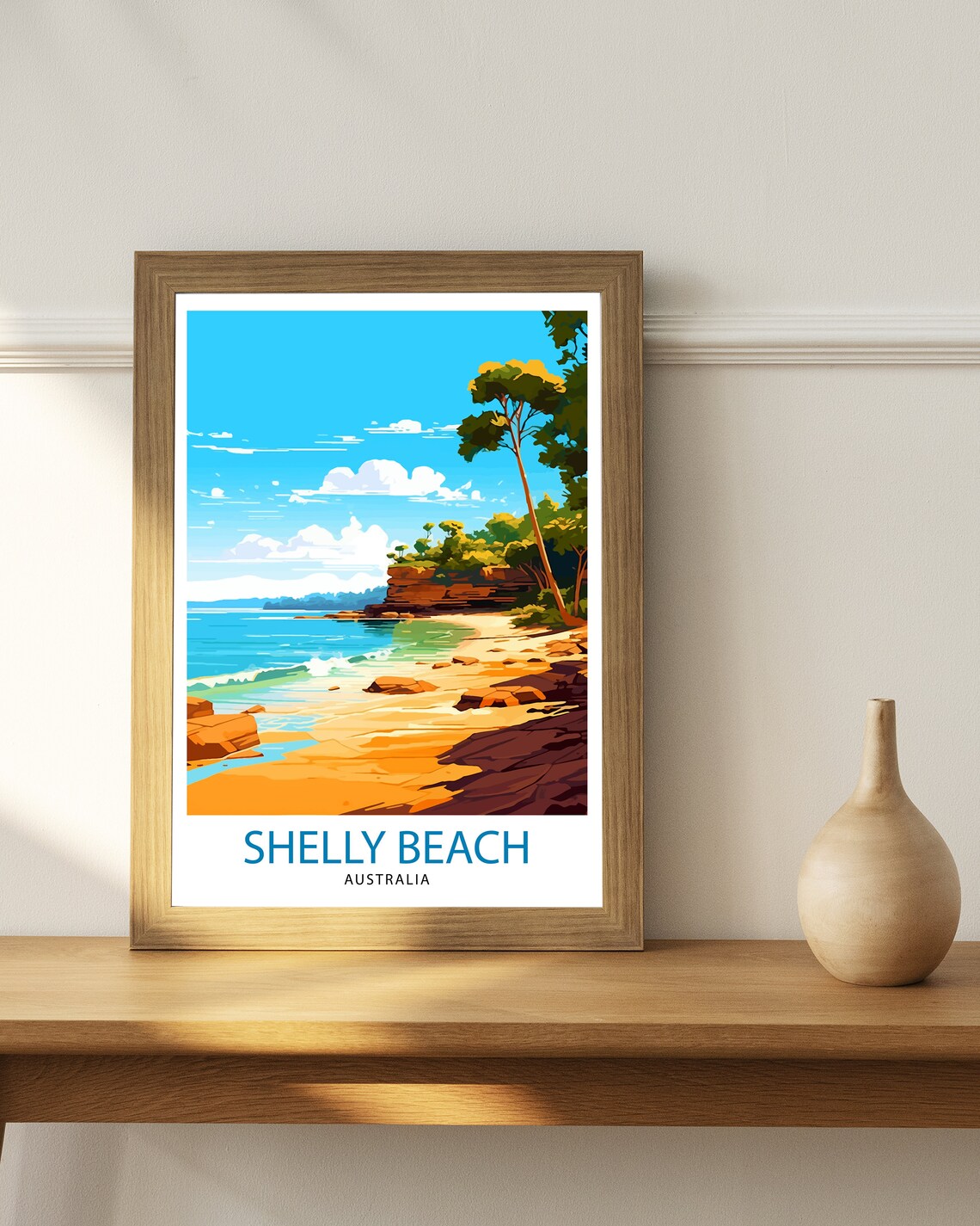 Shelly Beach Australia Rocky Cove Waves Coastal Retreat Poster - Image 3